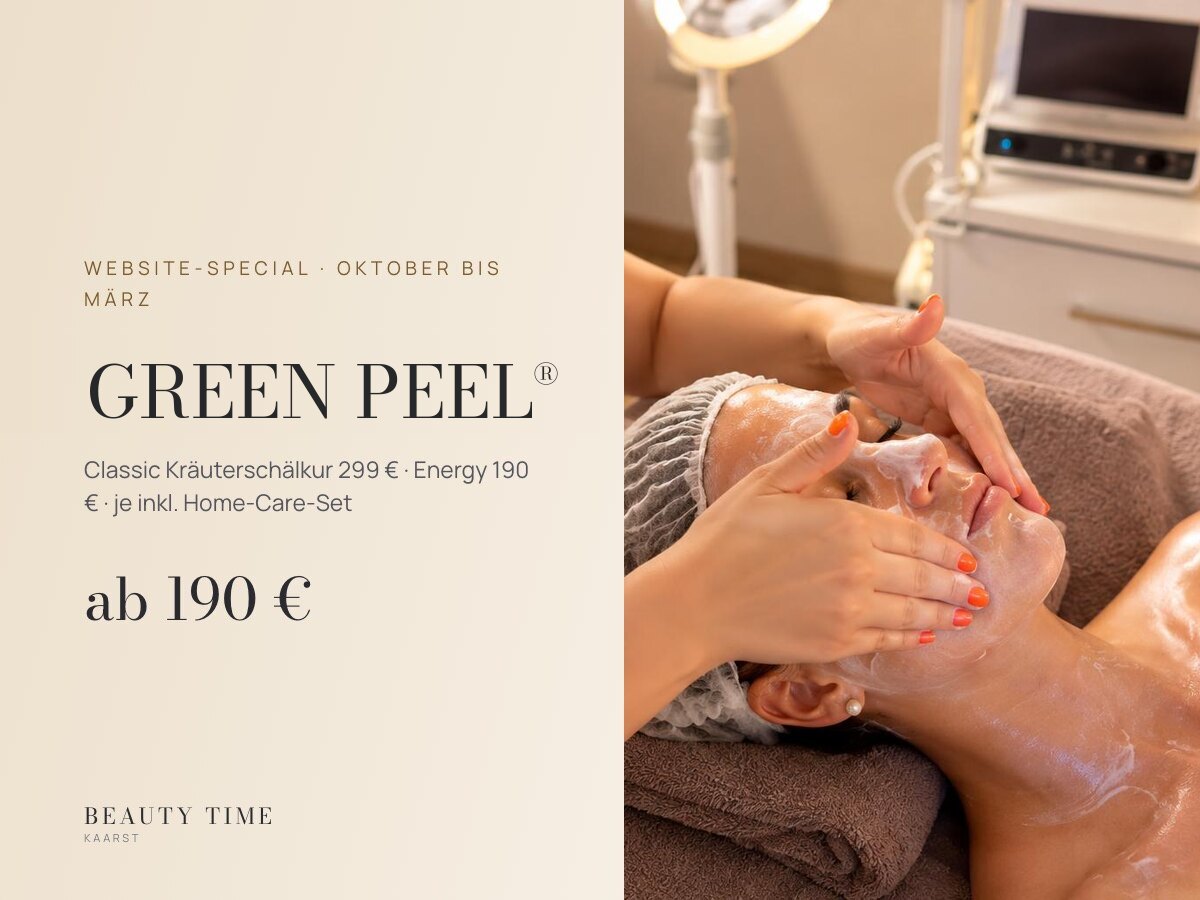 GREEN PEEL® von Schrammek aus Düsseldorf bei Beauty Time in Kaarst – Website-Special Oktober bis März, ab 190 €